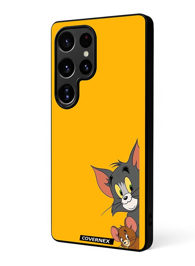 Covernex Samsung Galaxy S25 Ultra Protective Case Cover Printed Featuring Classic Duo Tom and Jerry Peeking Friends - Image 1